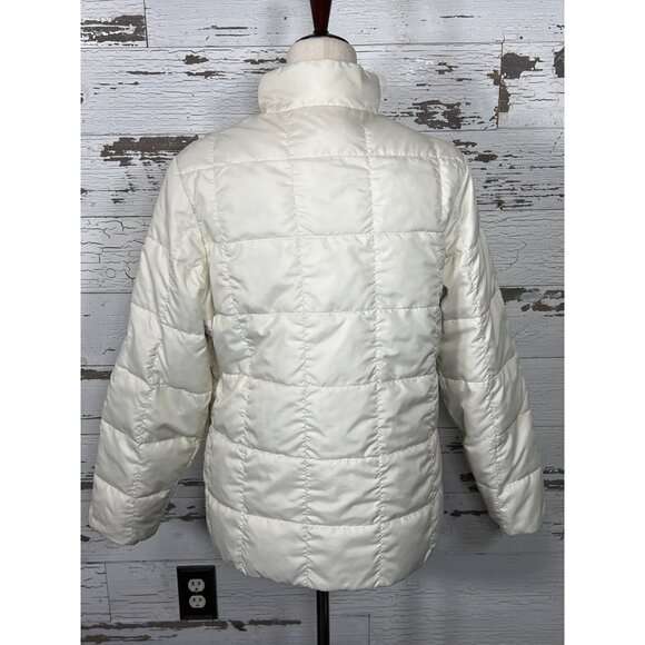 L.L. BEAN Women's Reversible Down Jacket Ivory and Black Sz M EUC - Picture 4 of 5